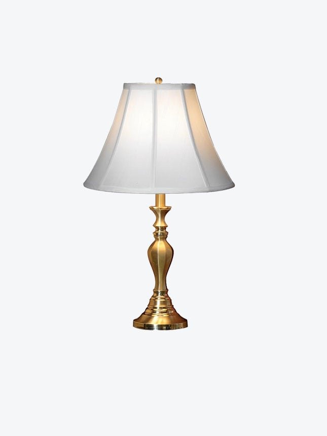 Medium faux wood table lamp Yellow